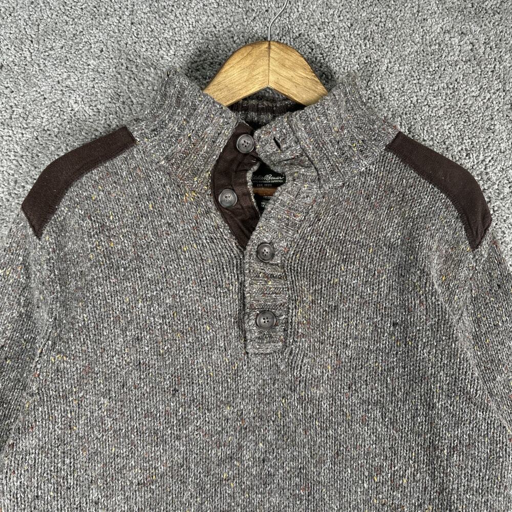 Eddie Bauer Sweater Men L Tight Knit Earth Tone Commando Wool Blend Pullover